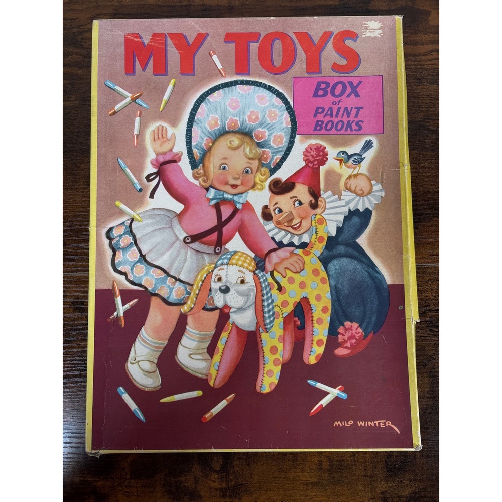 Vintage 1946 My Toys Box of Paint Books Reuben H Lilja Milo Winter Coloring Set